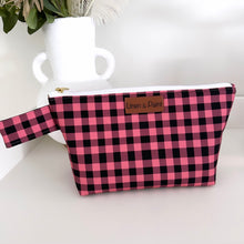 Load image into Gallery viewer, Dark Gingham Cosmetics Tote
