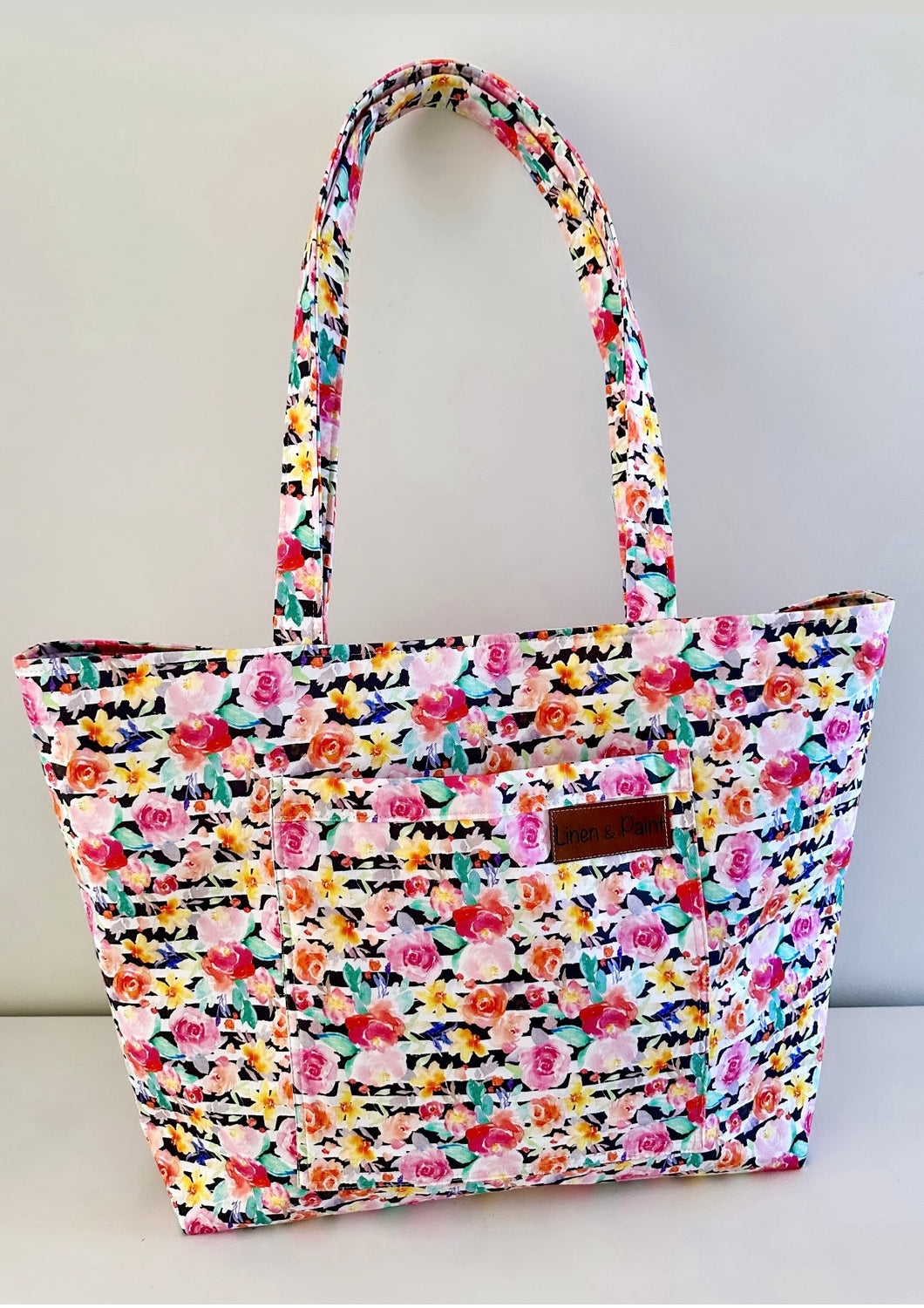 Floral Stripe Fancy Tote