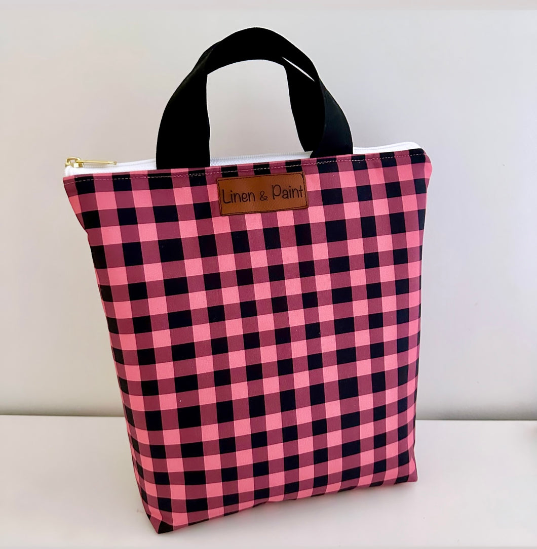 Dark Gingham Lunch Tote