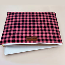 Load image into Gallery viewer, Dark Gingham Laptop Sleeve
