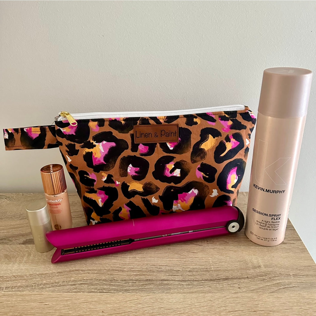 Bronze Leopard Cosmetics Tote