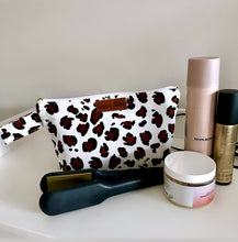 Load image into Gallery viewer, White Leopard Cosmetics Tote
