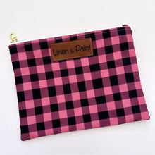 Load image into Gallery viewer, Dark Gingham Zipper Clutch
