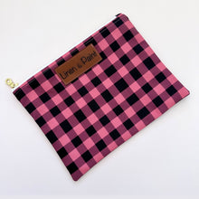 Load image into Gallery viewer, Dark Gingham Zipper Clutch
