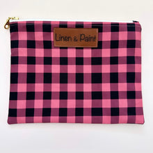 Load image into Gallery viewer, Dark Gingham Zipper Clutch
