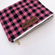 Load image into Gallery viewer, Dark Gingham Zipper Clutch
