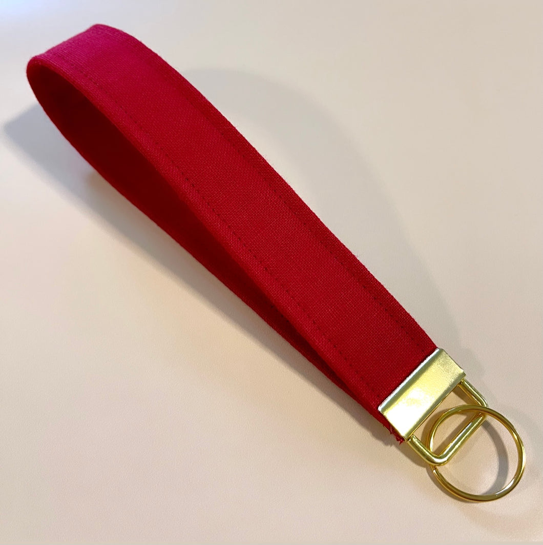 Raspberry Linen Key Wristlet