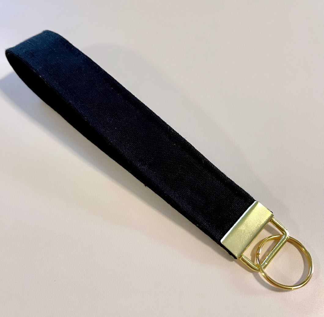 Black Linen Key Wristlet