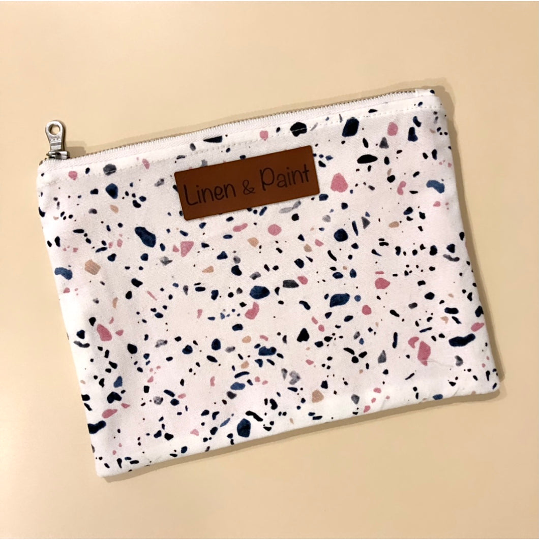 Terrazzo Print Zipper Clutch